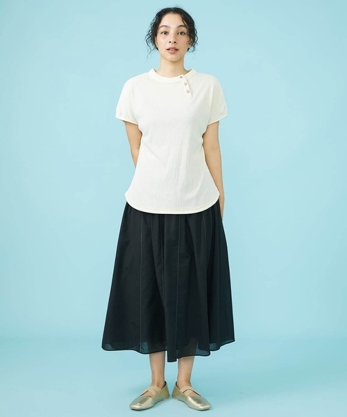 Jocomomola(ホコモモラ)の「Desvio アイレットジャカードカットソー(Tシャツ/カットソー・レディース・アイボリー/ブラック/ダークインディゴブルー・40)」の7枚目の写真