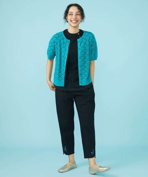 Jocomomola(ホコモモラ)の「Desvio アイレットジャカードカットソー(Tシャツ/カットソー・レディース・アイボリー/ブラック/ダークインディゴブルー・40)」の12枚目の写真