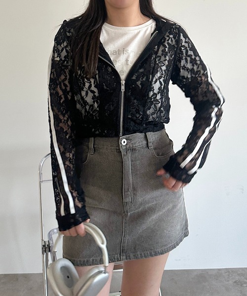 apres jour mignon(アプレジュールミニョン)の「【apres jour mignon SOIE】バックプリントデニムミニスカート【ZOZOTOWN限定アイテム】(デニムスカート・レディース・ライトブルー/グレー・X-LARGE/フリー)」の7枚目の写真