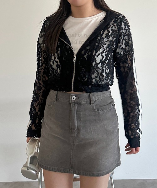 apres jour mignon(アプレジュールミニョン)の「【apres jour mignon SOIE】バックプリントデニムミニスカート【ZOZOTOWN限定アイテム】(デニムスカート・レディース・ライトブルー/グレー・X-LARGE/フリー)」の8枚目の写真