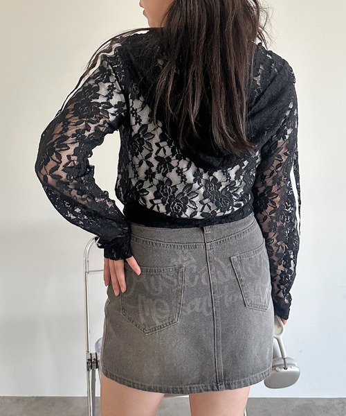 apres jour mignon(アプレジュールミニョン)の「【apres jour mignon SOIE】バックプリントデニムミニスカート【ZOZOTOWN限定アイテム】(デニムスカート・レディース・ライトブルー/グレー・X-LARGE/フリー)」の9枚目の写真