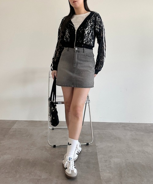 apres jour mignon(アプレジュールミニョン)の「【apres jour mignon SOIE】バックプリントデニムミニスカート【ZOZOTOWN限定アイテム】(デニムスカート・レディース・ライトブルー/グレー・X-LARGE/フリー)」の11枚目の写真