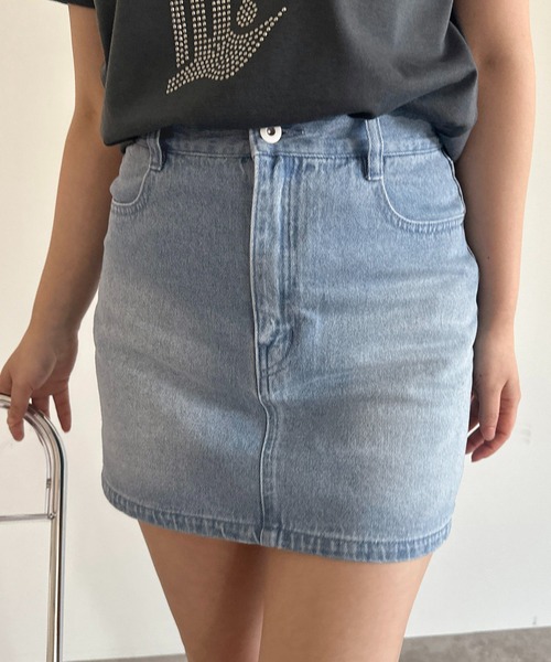 apres jour mignon(アプレジュールミニョン)の「【apres jour mignon SOIE】バックプリントデニムミニスカート【ZOZOTOWN限定アイテム】(デニムスカート・レディース・ライトブルー/グレー・X-LARGE/フリー)」の13枚目の写真