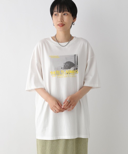 LEPSIM(レプシィム)の「チュニックPHOTO-T 121991(Tシャツ/カットソー・レディース・オフホワイト/ホワイト/チャコールグレー/グレー・FREE)」の12枚目の写真