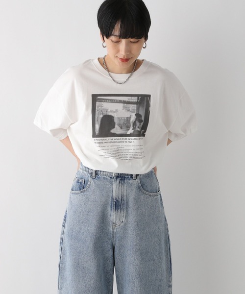 LEPSIM(レプシィム)の「チュニックPHOTO-T 121991(Tシャツ/カットソー・レディース・オフホワイト/ホワイト/チャコールグレー/グレー・FREE)」の9枚目の写真