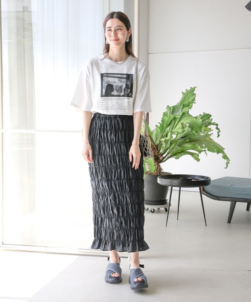 LEPSIM(レプシィム)の「チュニックPHOTO-T 121991(Tシャツ/カットソー・レディース・オフホワイト/ホワイト/チャコールグレー/グレー・FREE)」の6枚目の写真