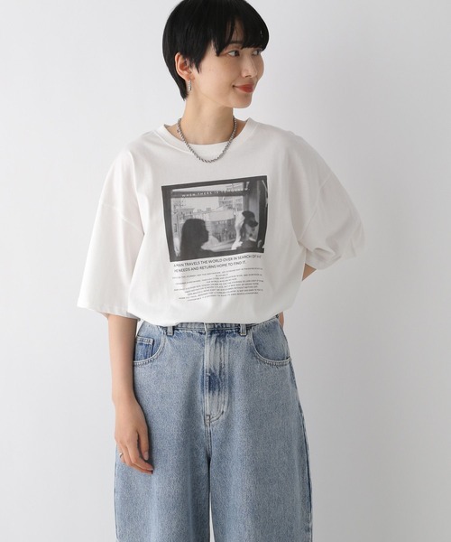 LEPSIM(レプシィム)の「チュニックPHOTO-T 121991(Tシャツ/カットソー・レディース・オフホワイト/ホワイト/チャコールグレー/グレー・FREE)」の8枚目の写真