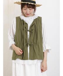 Samansa Mos2 | デニム/綿麻キャンバスリボンベスト(ベスト)