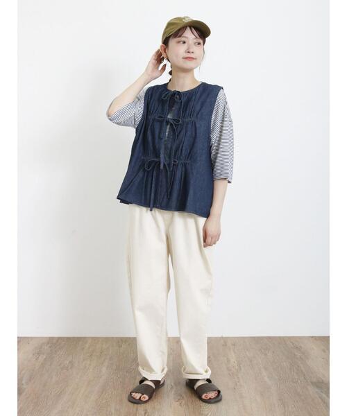 YOLOサマンサモスモス★ｓｍ２★デニム＊綿麻キャンバスベスト⁂結びリボン 新品 sm2 デニム/綿麻キャンバスリボンベスト｜Yahoo!フリマ（旧