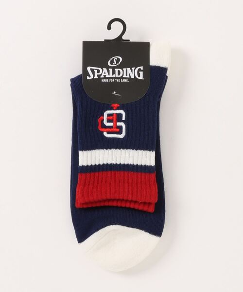 JUGLANS(ユグランス)の「【SPALDING/スポルディング】Q. 底P トップライン 刺繍 クォーター丈ソックス(ソックス/靴下・メンズ・パープル/ネイビー/ブルー/ブラック・25cm~27cm)」の2枚目の写真