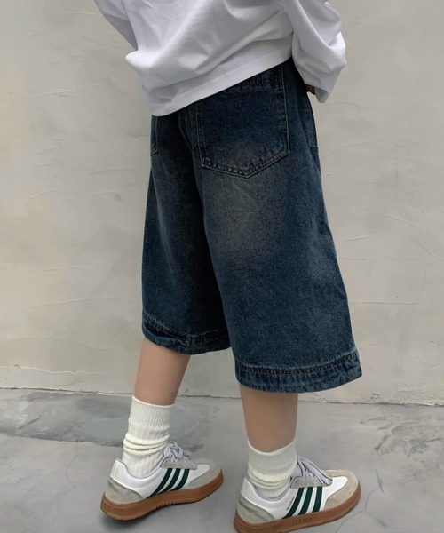 MEMECLE（メメクル）の「【 MEMECLE / メメクル 】バギー ハーフデニムパンツ（デニムパンツ・レディース・ブルー・S/L/M/XL）」の15枚目の写真