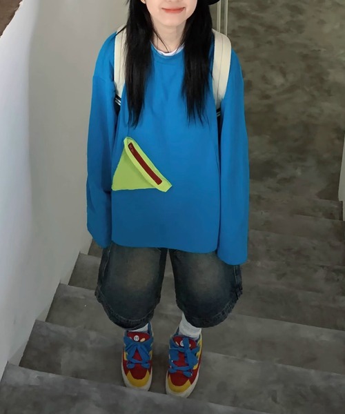 MEMECLE（メメクル）の「【 MEMECLE / メメクル 】バギー ハーフデニムパンツ（デニムパンツ・レディース・ブルー・S/L/M/XL）」の3枚目の写真