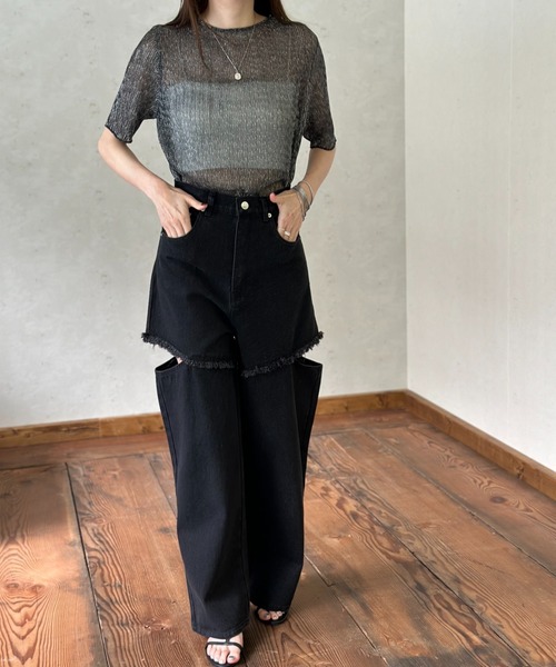 Per sist ence(パーシエンス)の「ラメシアープリーツクルーネックプルオーバー(Tシャツ/カットソー・レディース・ピンク/オフホワイト/ブラック・FREE)」の19枚目の写真