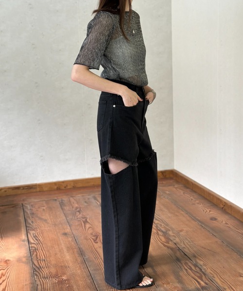 Per sist ence(パーシエンス)の「ラメシアープリーツクルーネックプルオーバー(Tシャツ/カットソー・レディース・ピンク/オフホワイト/ブラック・FREE)」の21枚目の写真