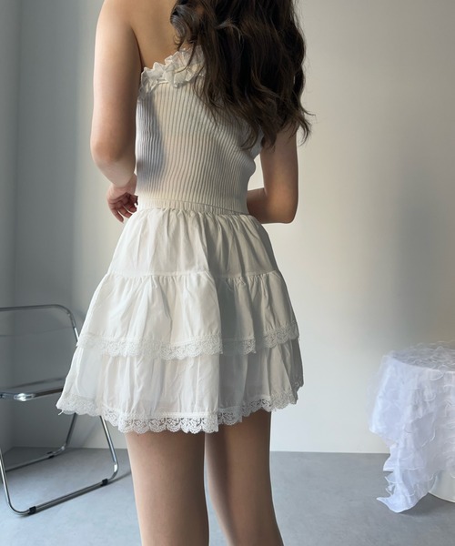 MAINLYTRULY（メインリィトゥルリィ）の「フリル ティアード ミニスカート（スカート・レディース・ホワイト・S）」の7枚目の写真