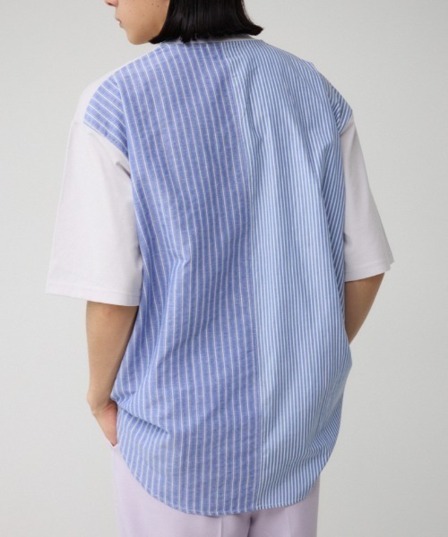AZUL by moussy(アズールバイマウジー)の「シャツスウィッチングトップス(Tシャツ/カットソー・メンズ・グレー系その他/ホワイト系その他/ブラック系その他・LARGE/MEDIUM)」の3枚目の写真