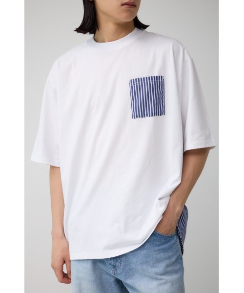 AZUL by moussy(アズールバイマウジー)の「シャツスウィッチングトップス(Tシャツ/カットソー・メンズ・グレー系その他/ホワイト系その他/ブラック系その他・LARGE/MEDIUM)」の4枚目の写真