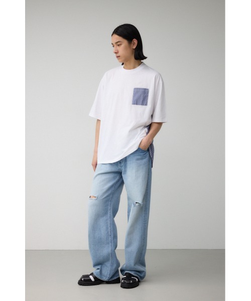 AZUL by moussy(アズールバイマウジー)の「シャツスウィッチングトップス(Tシャツ/カットソー・メンズ・グレー系その他/ホワイト系その他/ブラック系その他・LARGE/MEDIUM)」の6枚目の写真