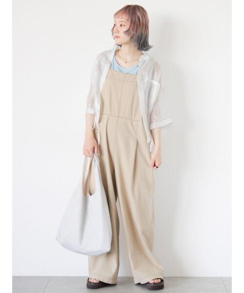 ehka sopo（エヘカソポ）の「配色ステッチサロペット（サロペット/オーバーオール・レディース・ブラック/ベージュ/モカ・F）」の4枚目の写真