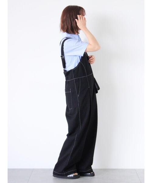 ehka sopo（エヘカソポ）の「配色ステッチサロペット（サロペット/オーバーオール・レディース・ブラック/ベージュ/モカ・F）」の18枚目の写真