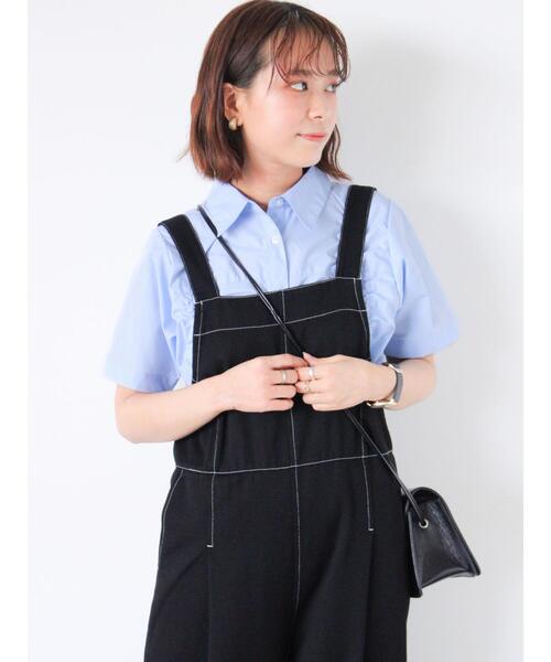 ehka sopo（エヘカソポ）の「配色ステッチサロペット（サロペット/オーバーオール・レディース・ブラック/ベージュ/モカ・F）」の20枚目の写真