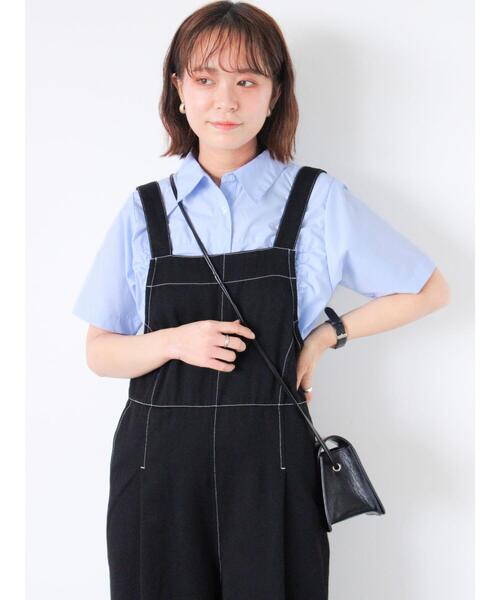 ehka sopo（エヘカソポ）の「配色ステッチサロペット（サロペット/オーバーオール・レディース・ブラック/ベージュ/モカ・F）」の21枚目の写真