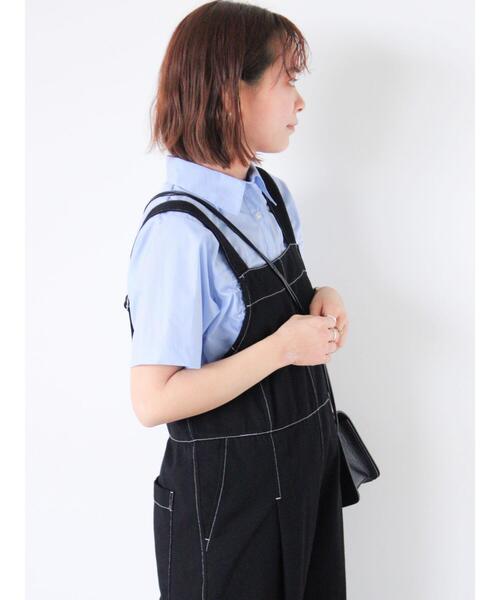 ehka sopo（エヘカソポ）の「配色ステッチサロペット（サロペット/オーバーオール・レディース・ブラック/ベージュ/モカ・F）」の22枚目の写真