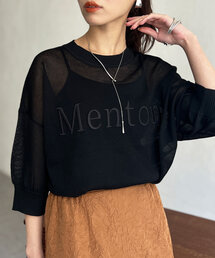 刺繍ロゴ5分袖シアープルオーバー