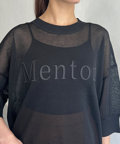 Chez toi（シェトワ）の「刺繍ロゴ5分袖シアープルオーバー（ニット/セーター・レディース・ブラック/グレイッシュベージュ/インディゴブルー・FREE）」の18枚目の写真