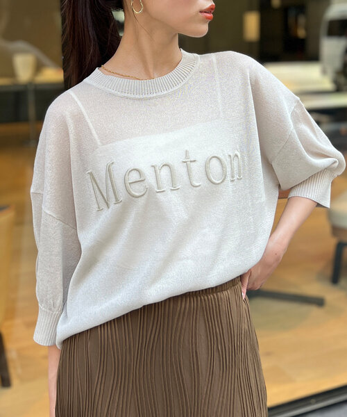 Chez toi（シェトワ）の「刺繍ロゴ5分袖シアープルオーバー（ニット/セーター・レディース・ブラック/グレイッシュベージュ/インディゴブルー・FREE）」の22枚目の写真