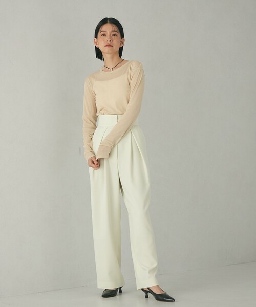 EMMEL REFINES(エメルリファインズ)の「<EMMEL REFINES>EM フライス クルーネック ロングスリーブ Tシャツ(Tシャツ/カットソー・レディース・ブラック/ホワイト/その他1/クリーム/レッド・FREE)」の8枚目の写真