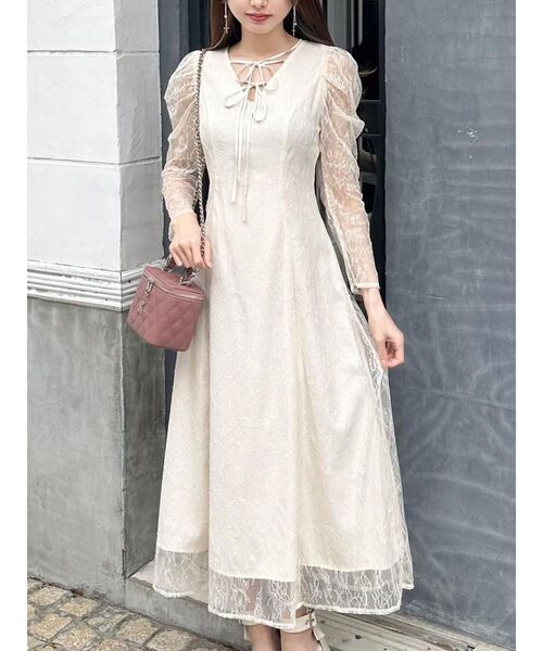 EATME（イートミー）の「ダブルリボンレースワンピース（ワンピース・レディース・ブラック/ピンク/アイボリー・SMALL/MEDIUM）」の9枚目の写真