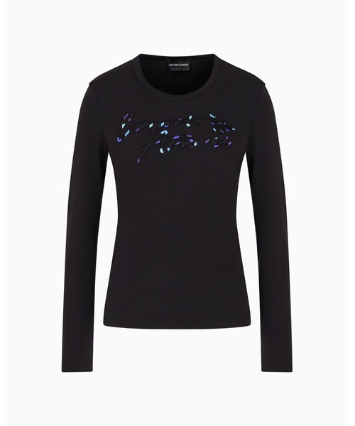 EMPORIO ARMANI（エンポリオアルマーニ）の「【エンポリオ アルマーニ】レギュラーフィット Tシャツ（Tシャツ/カットソー・レディース・ホワイト系その他/ブラック・X-SMALL/MEDIUM/SMALL/LARGE）」の5枚目の写真