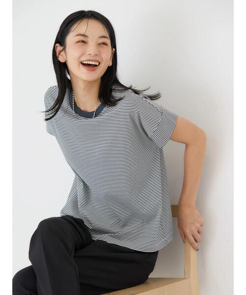 AMERICAN HOLIC（アメリカンホリック）の「接触冷感ショートスリーブカットプルオーバー（Tシャツ/カットソー・レディース・ネイビー/その他7/アイボリー/グレー系その他・L/M）」の9枚目の写真
