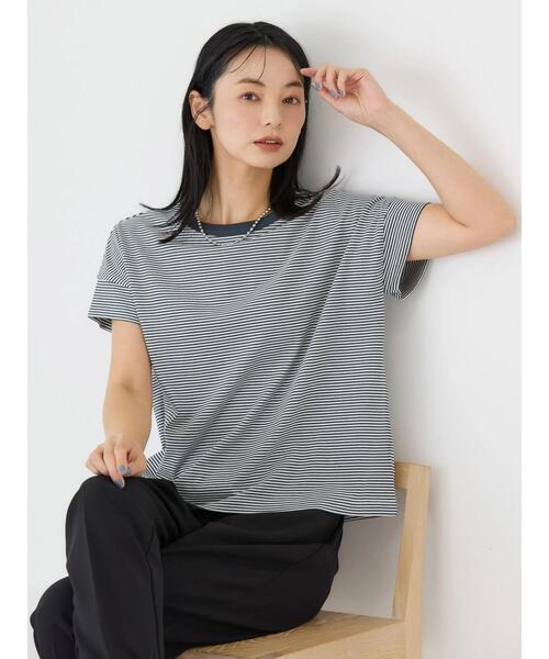 AMERICAN HOLIC（アメリカンホリック）の「接触冷感ショートスリーブカットプルオーバー（Tシャツ/カットソー・レディース・ネイビー/その他7/アイボリー/グレー系その他・L/M）」の10枚目の写真