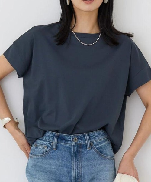 AMERICAN HOLIC（アメリカンホリック）の「接触冷感ショートスリーブカットプルオーバー（Tシャツ/カットソー・レディース・ネイビー/その他7/アイボリー/グレー系その他・L/M）」の2枚目の写真