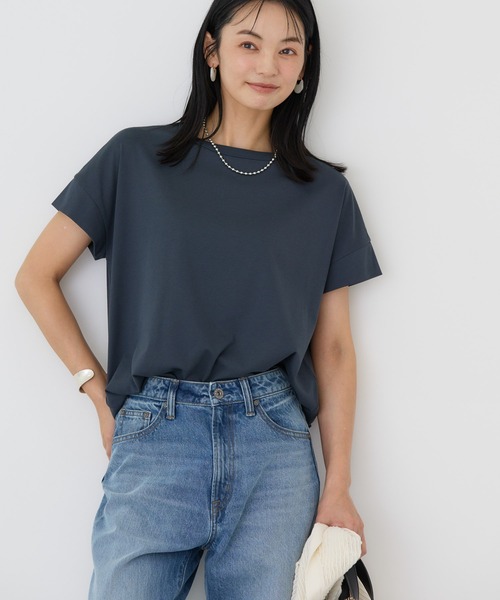 新品未使用 BLAMINK タグ付き ショートスリーブ カットソー ジッパー 0 セール】〈手洗い可能〉ジョーゼット ショート スリーブ プル