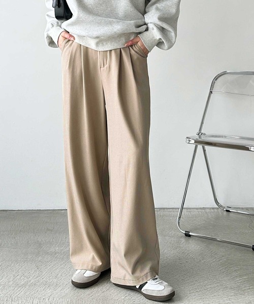 GeeRA（ジーラ）の「【高身長･大きいサイズ対応/5サイズ展開】ハイウエスト2タックワイドスラックスパンツ（スラックス・レディース・ブラック/アイボリー/チャコール/ベージュ/モカ・SMALL/MEDIUM/LARGE/X-LARGE/XX-LARGE）」の5枚目の写真