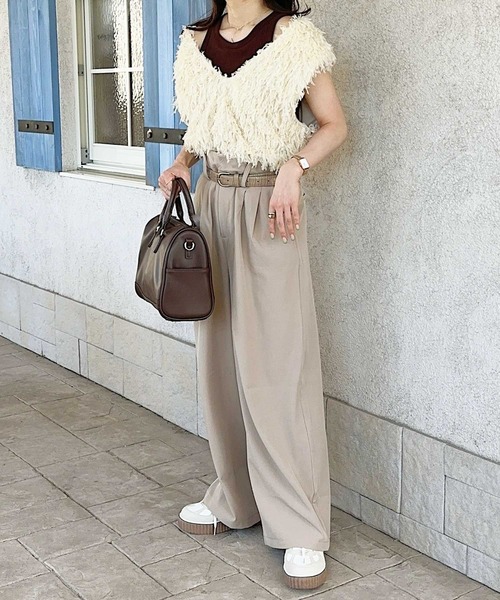 GeeRA（ジーラ）の「【高身長･大きいサイズ対応/5サイズ展開】ハイウエスト2タックワイドスラックスパンツ（スラックス・レディース・ブラック/アイボリー/チャコール/ベージュ/モカ・SMALL/MEDIUM/LARGE/X-LARGE/XX-LARGE）」の20枚目の写真