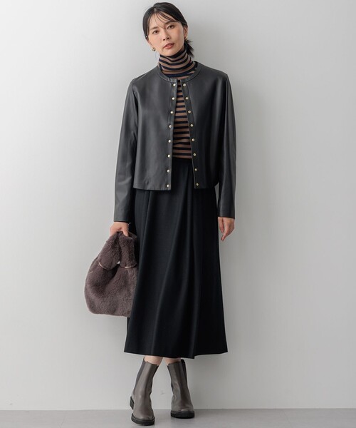 セール】ラムレザー ノーカラージャケット（ノーカラージャケット