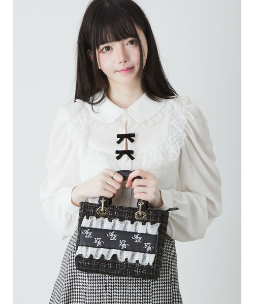 Ank Rouge(アンクルージュ)の「モノグラムツイードBAG(ショルダーバッグ・レディース・ホワイト/ピンク/ブルー/ブラック・FREE)」の9枚目の写真