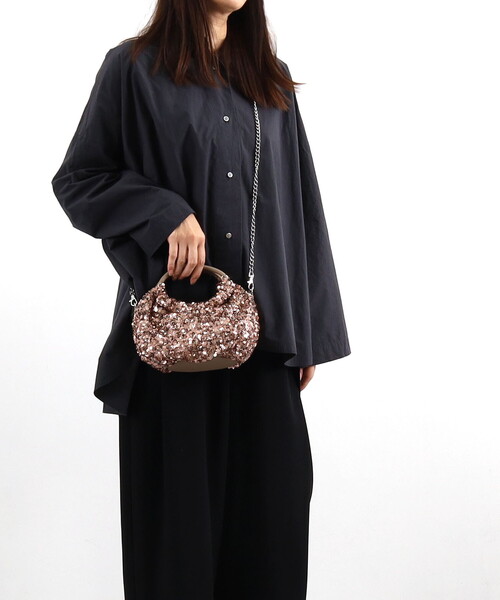 COOCO(クーコ)の「スパンコールふっくら丸手ハンドル2WAYバッグ(ハンドバッグ・レディース・シルバー/ピンクベージュ/ホワイト/ネイビー/ブラック/サックスブルー・FREE)」の14枚目の写真