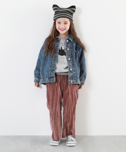 devirock(デビロック)の「洗える ざっくり編み 猫耳 ニットキャップ(ニットキャップ/ビーニー・キッズ・スミクロ/ブラウン/ライラック・M/L)」の5枚目の写真