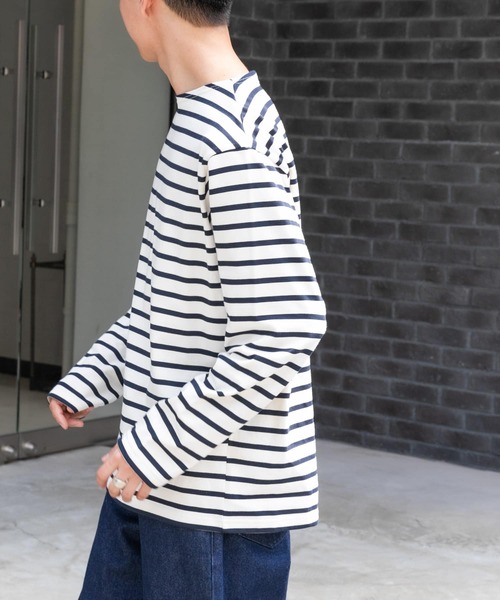 FORK&SPOON(フォークアンドスプーン)の「FORK&SPOON ボートネックボーダー(Tシャツ/カットソー・メンズ・ホワイト系その他/レッド系その他/ベージュ系その他/ブルー系その他・3/4/5)」の6枚目の写真