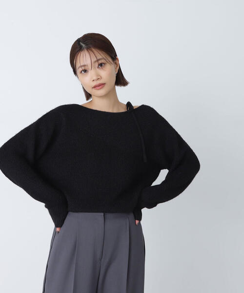 susuri 羽織 16-570 ウールブレンドロングニット カーディガン カーキ