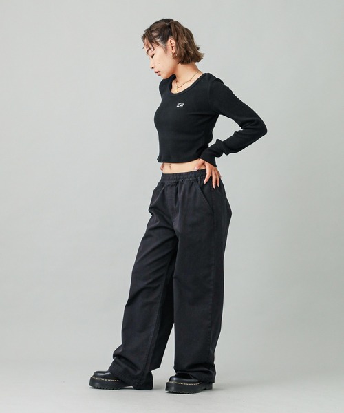 X-girl（エックスガール）の「THERMAL COMPACT L/S TOP（Tシャツ/カットソー・レディース・ホワイト/ブラック・S/M）」の11枚目の写真