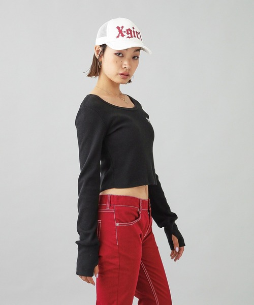 X-girl（エックスガール）の「THERMAL COMPACT L/S TOP（Tシャツ/カットソー・レディース・ホワイト/ブラック・S/M）」の17枚目の写真
