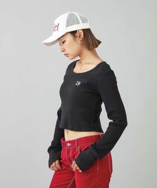 X-girl（エックスガール）の「THERMAL COMPACT L/S TOP（Tシャツ/カットソー・レディース・ホワイト/ブラック・S/M）」の16枚目の写真