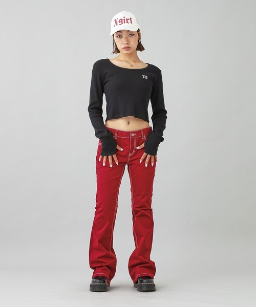 X-girl（エックスガール）の「THERMAL COMPACT L/S TOP（Tシャツ/カットソー・レディース・ホワイト/ブラック・S/M）」の19枚目の写真