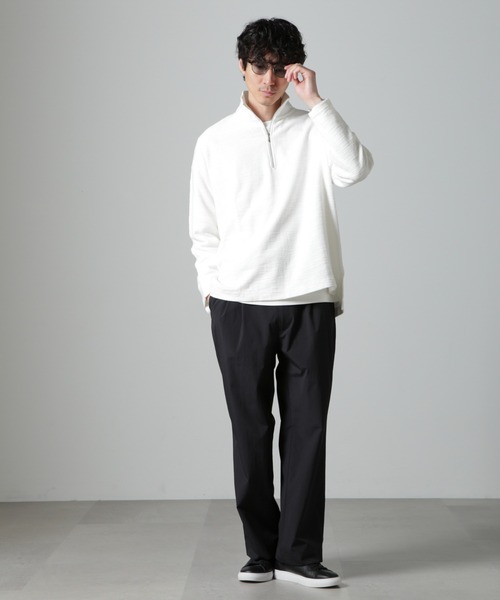 NANO universe（ナノユニバース）の「ブークレジャガード ハーフZIP 長袖（Tシャツ/カットソー・メンズ・ホワイト/ブラック/グレー・M/L）」の21枚目の写真